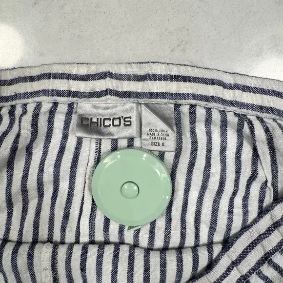 Chico’s Blue & White Striped 100% Linen Coastal Pants Chico's Size 0 Beach - Picture 4 of 16